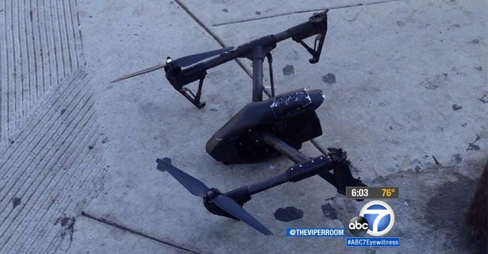 drone crash hollywood stroomuitval power outage